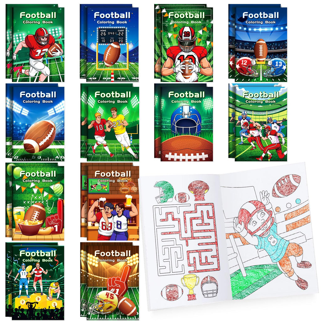 BenLouis 24 Pcs Football Mini Coloring Books – Kids Party Favors & Bulk Activity Books
