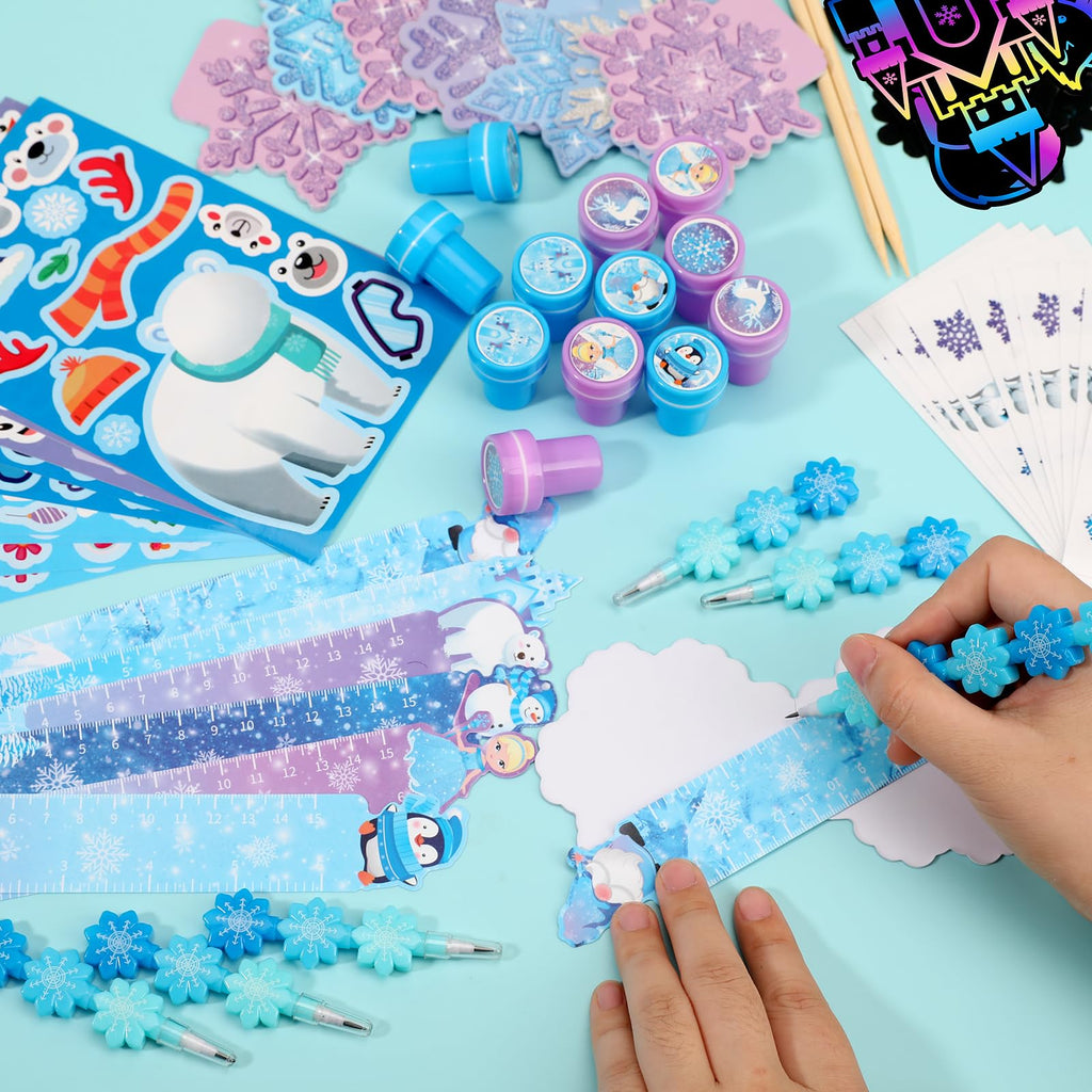 BenLouis 432Pcs Frozen School Stationery Set – Winter Snowflake Classroom Favors & Party Prizes