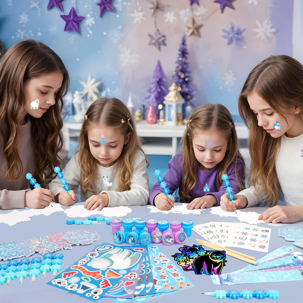 BenLouis 432Pcs Frozen School Stationery Set – Winter Snowflake Classroom Favors & Party Prizes
