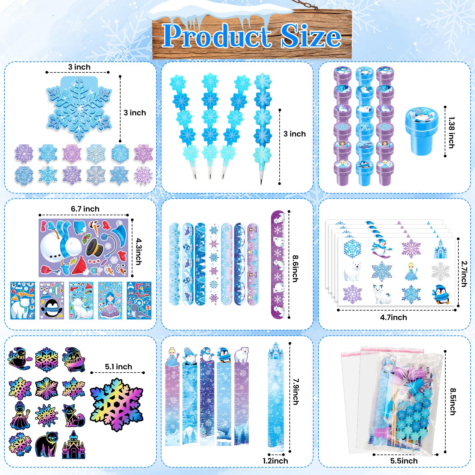BenLouis 432Pcs Frozen School Stationery Set – Winter Snowflake Classroom Favors & Party Prizes