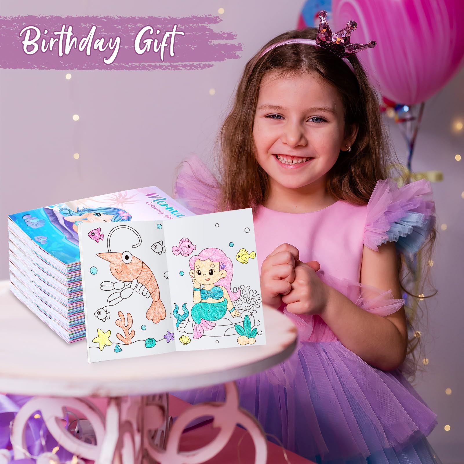 BenLouis 24 Pcs Mermaid Mini Coloring Books – Kids Party Favors & Travel Activities