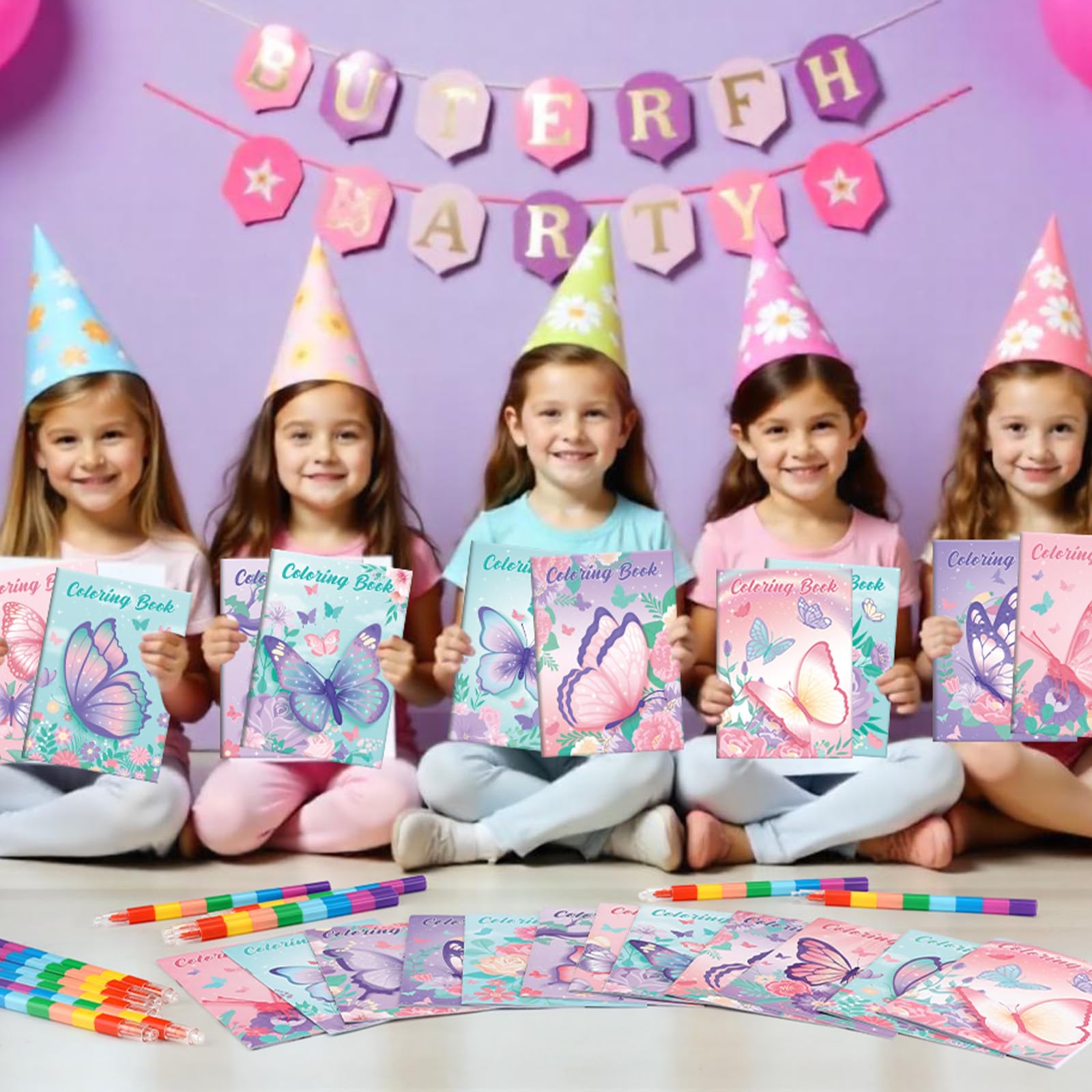 BenLouis 24 Pcs Butterfly Mini Coloring Books – Kids Party Favors & Activities
