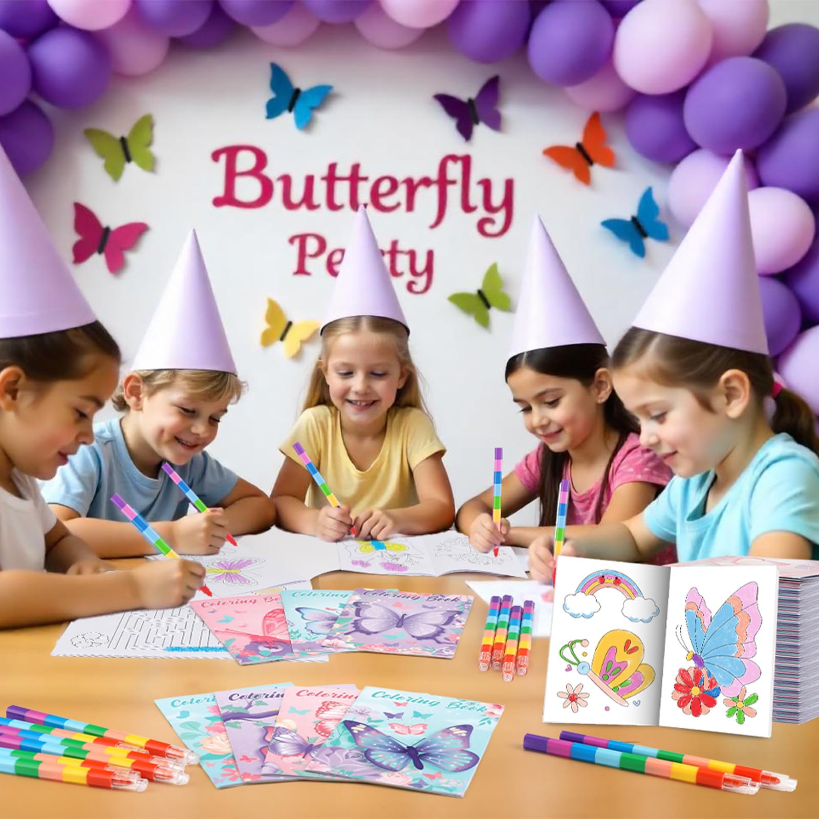 BenLouis 24 Pcs Butterfly Mini Coloring Books – Kids Party Favors & Activities