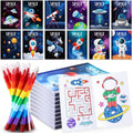 BenLouis 12 Outer Space Mini Coloring Books with Stacking Crayons – Kids Party Favors & Space Activity Set