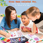 BenLouis 12 Outer Space Mini Coloring Books with Stacking Crayons – Kids Party Favors & Space Activity Set