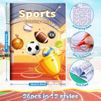 BenLouis 24 Sports Mini Coloring Books with 24 Stacking Crayons | Kids Party Favors & Classroom Activities