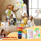 BenLouis 12 Jungle Safari Mini Coloring Books with Stacking Crayons – Zoo Animals Kids Party Favors