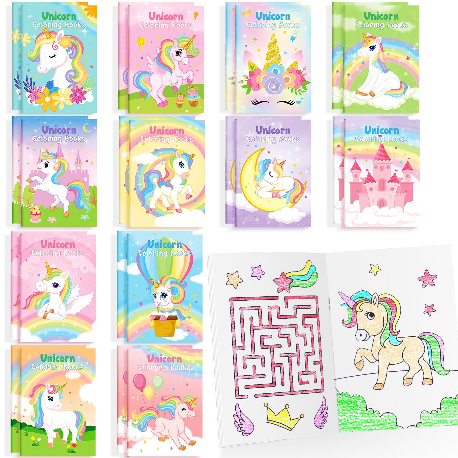 BenLouis 24 Einhorn Mini Malbücher – Mitgebsel & Reisebeschäftigung für Kinder