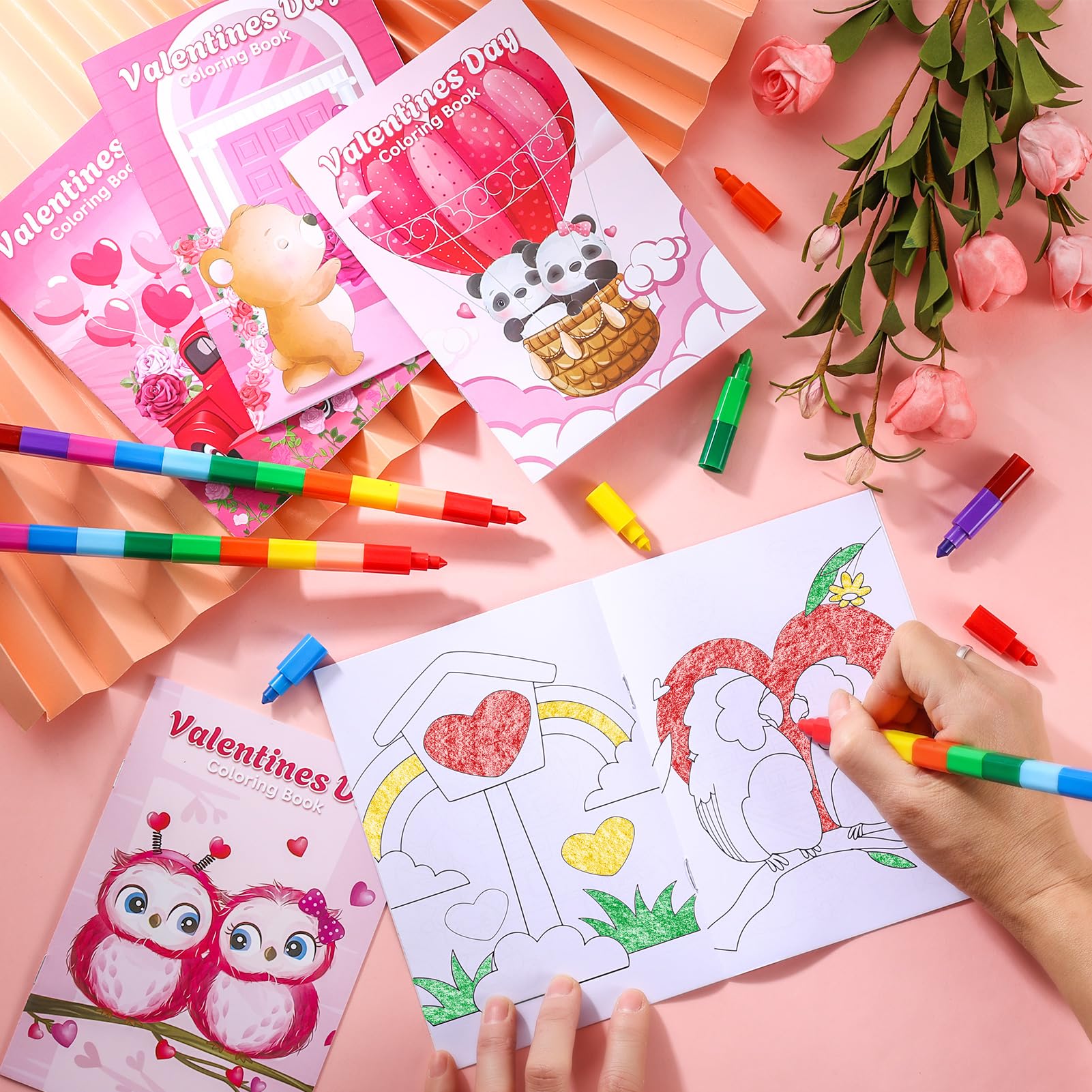 BenLouis 24 Pcs Valentines Day Mini Coloring Books – Kids Party Favors