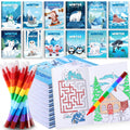 BenLouis 12 Winter Mini Coloring Books with Stacking Crayons – Kids Party Favors