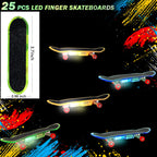 Beselley Mini Finger Skateboards – 25 LED Fingerboards for Kids, Portable Hand Skaters & Party Favors