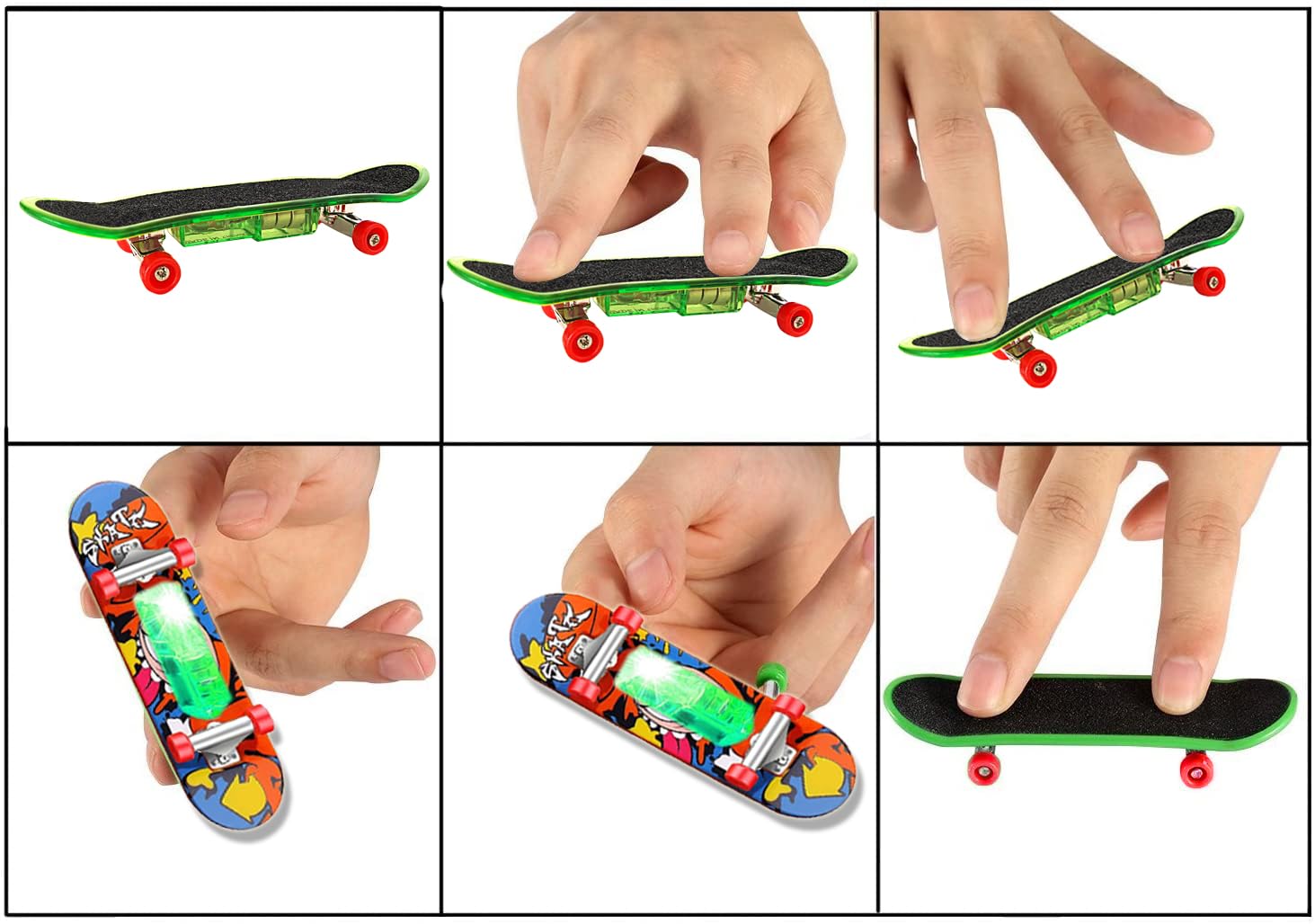 Beselley Mini Finger Skateboards – 25 LED Fingerboards for Kids, Portable Hand Skaters & Party Favors