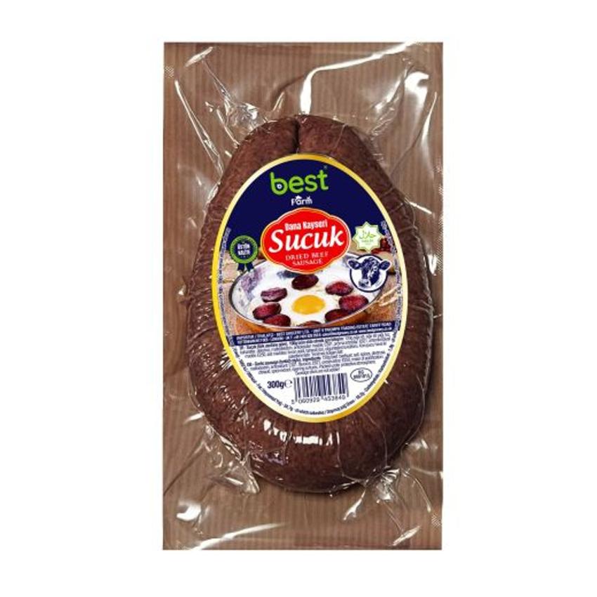 Best Farm Beef Kayseri Sucuk (Dana Kayseri Sucuk) Dried Garlic Sausage, 300g Pack