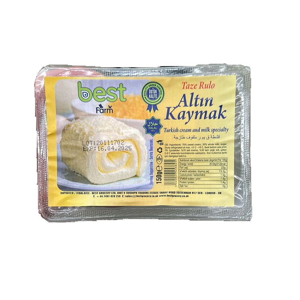 Best Farm Fresh Rolled Clotted Cream (Taze Rulo Altın Kaymak), 200g Pack