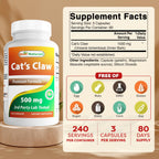 Best Naturals Cat's Claw Capsule 500 mg – 240 Count | Non-GMO, Gluten-Free