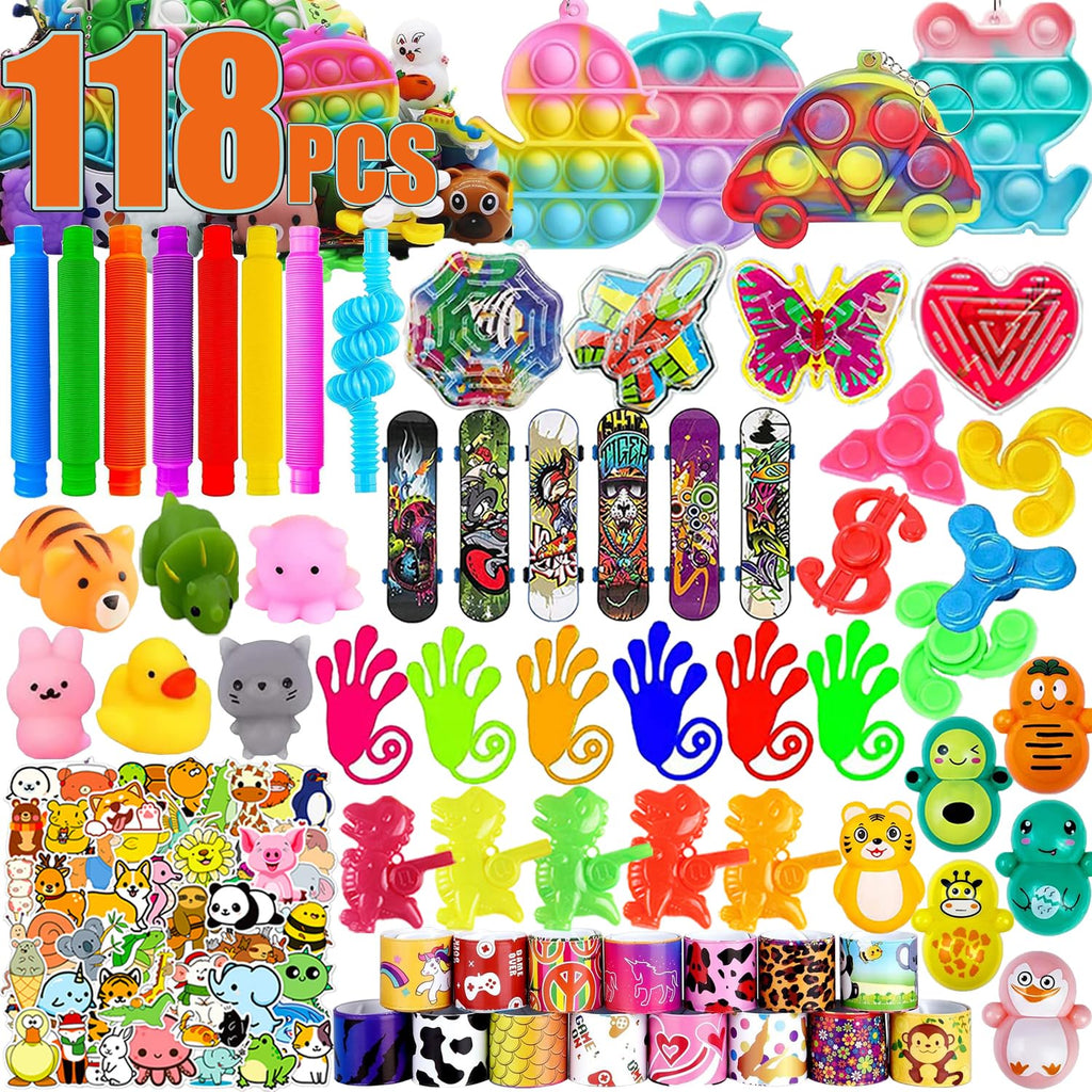 Bestkiy 118 Pcs Party Favors for Kids – Classroom Prizes, Treasure Chest Toys, Pinata Fillers
