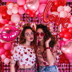 Besttideyes Galentines Day Balloon Garland Arch Kit – Red Hot Pink & Macaron Pink with Heart Lip Balloons