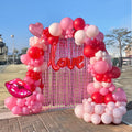 Besttideyes Galentines Day Balloon Garland Arch Kit – Red Hot Pink & Macaron Pink with Heart Lip Balloons
