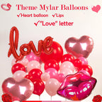 Besttideyes Galentines Day Balloon Garland Arch Kit – Red Hot Pink & Macaron Pink with Heart Lip Balloons