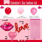 Besttideyes Galentines Day Balloon Garland Arch Kit – Red Hot Pink & Macaron Pink with Heart Lip Balloons