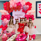 Besttideyes Galentines Day Balloon Garland Arch Kit – Red Hot Pink & Macaron Pink with Heart Lip Balloons