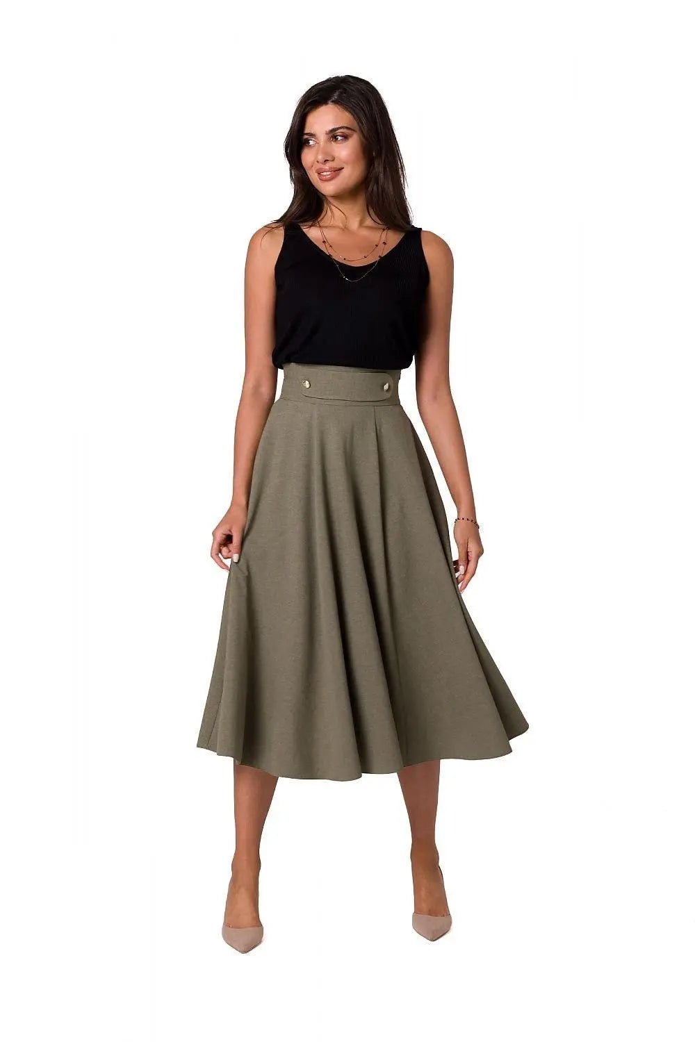 BeWear high waist and decorative buttons midi skirt