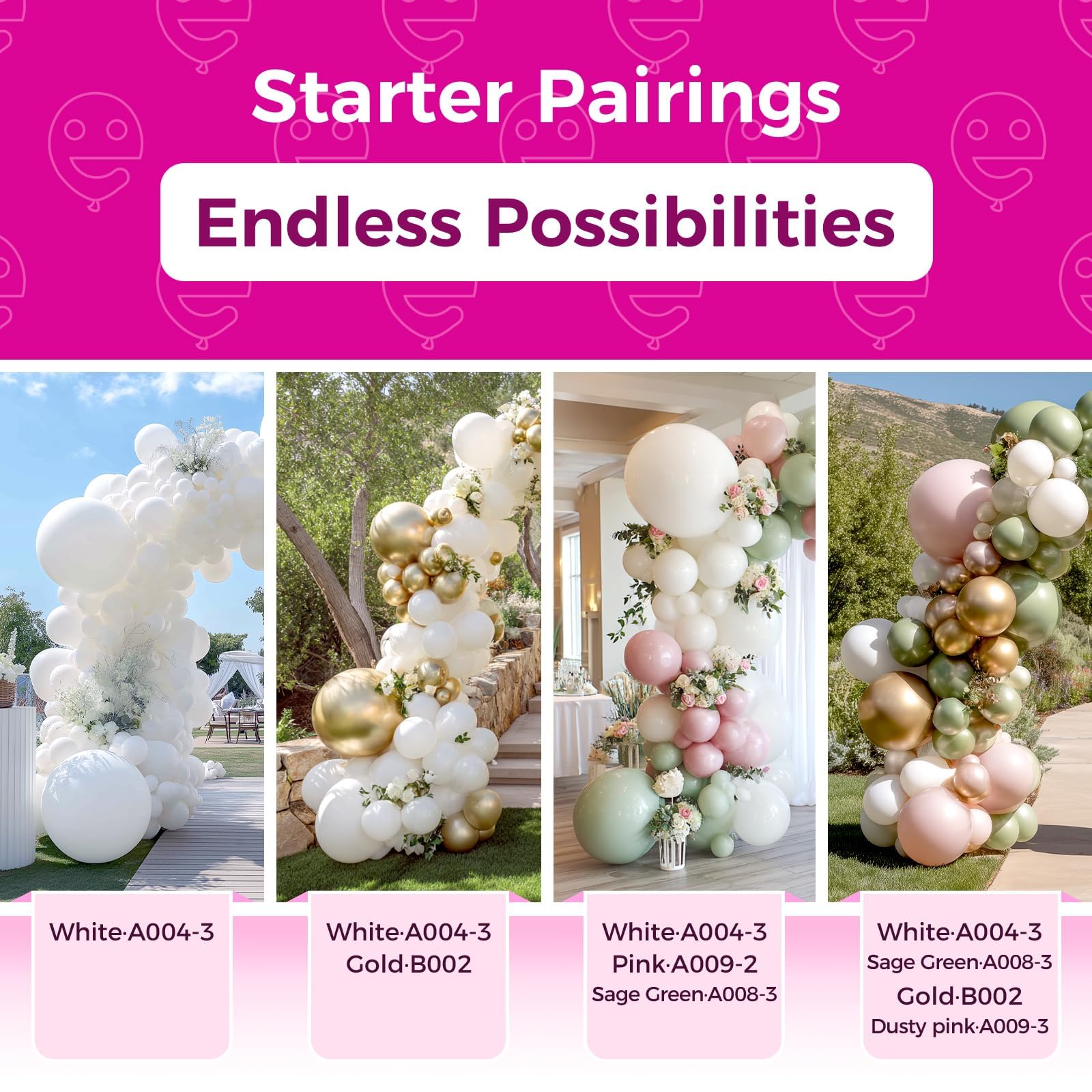 Bezente White 12-Inch Latex Balloons — 100-Pack for Weddings, Birthdays, and Backdrops