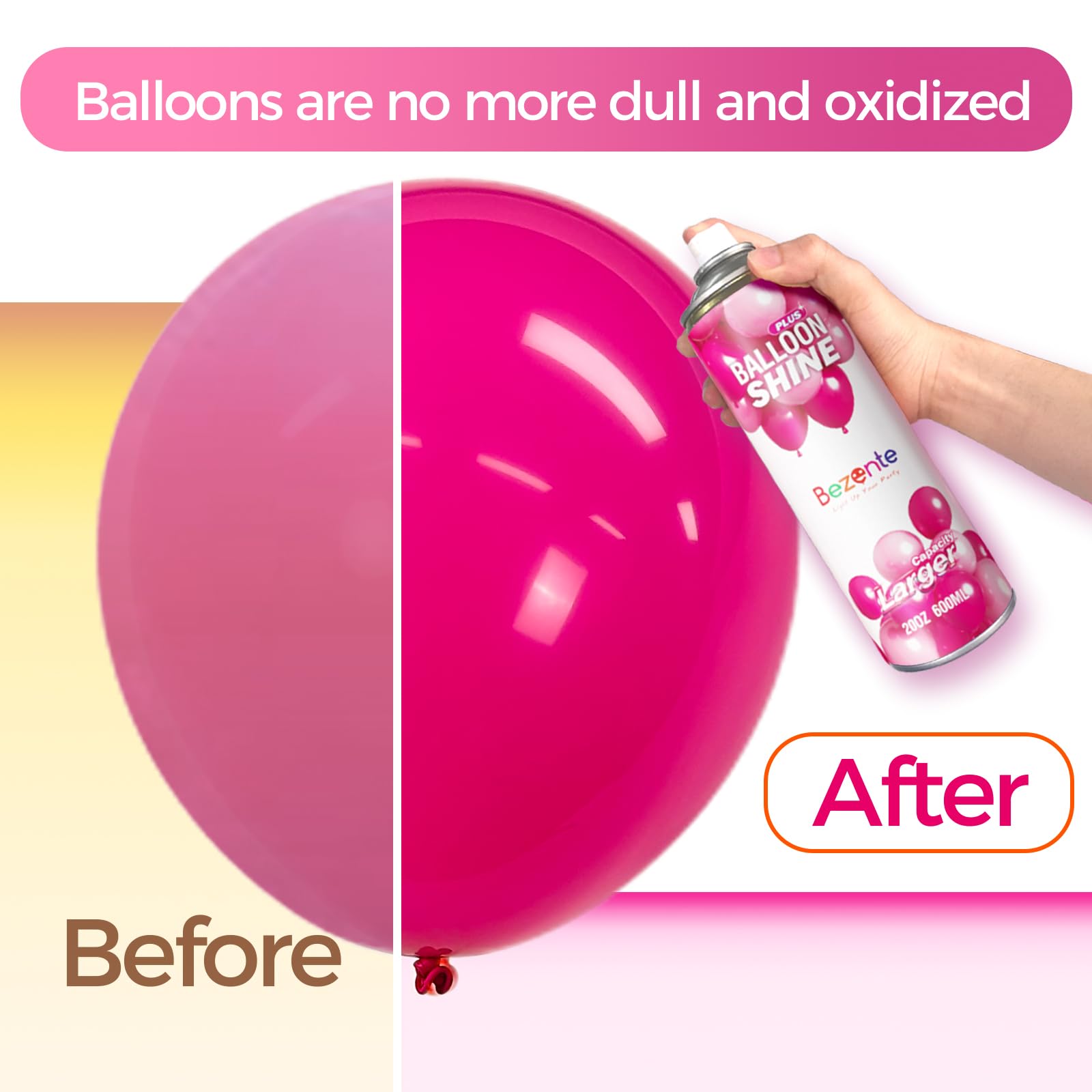 Bezente Balloon Shine Spray – 20 oz, Waterproof, Long-Lasting Shine for Party Balloons