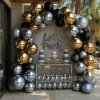 Bezente Black Silver Confetti Latex Balloons – 60pc, 12inch Set for New Year, Weddings & Parties