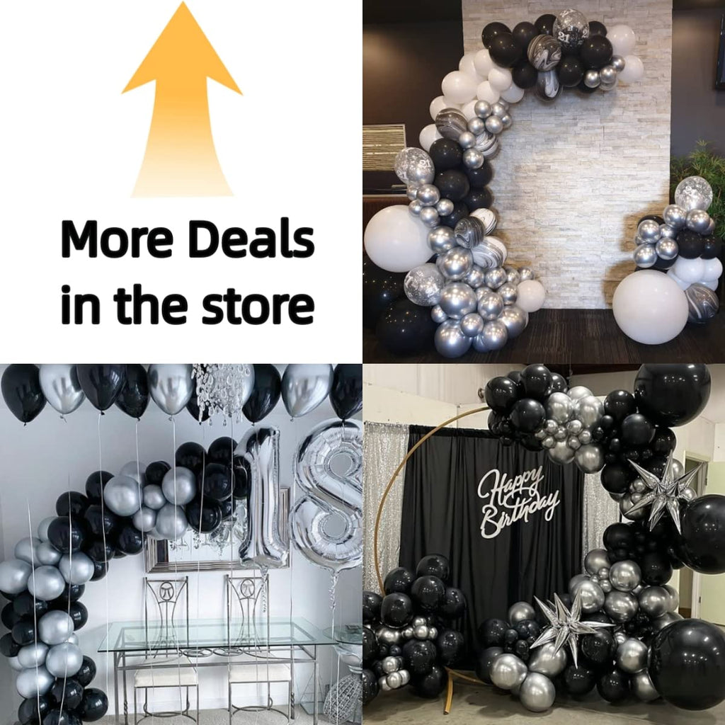 Bezente Black Silver Confetti Latex Balloons – 60pc, 12inch Set for New Year, Weddings & Parties