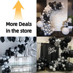 Bezente Black Silver Confetti Latex Balloons – 60pc, 12inch Set for New Year, Weddings & Parties
