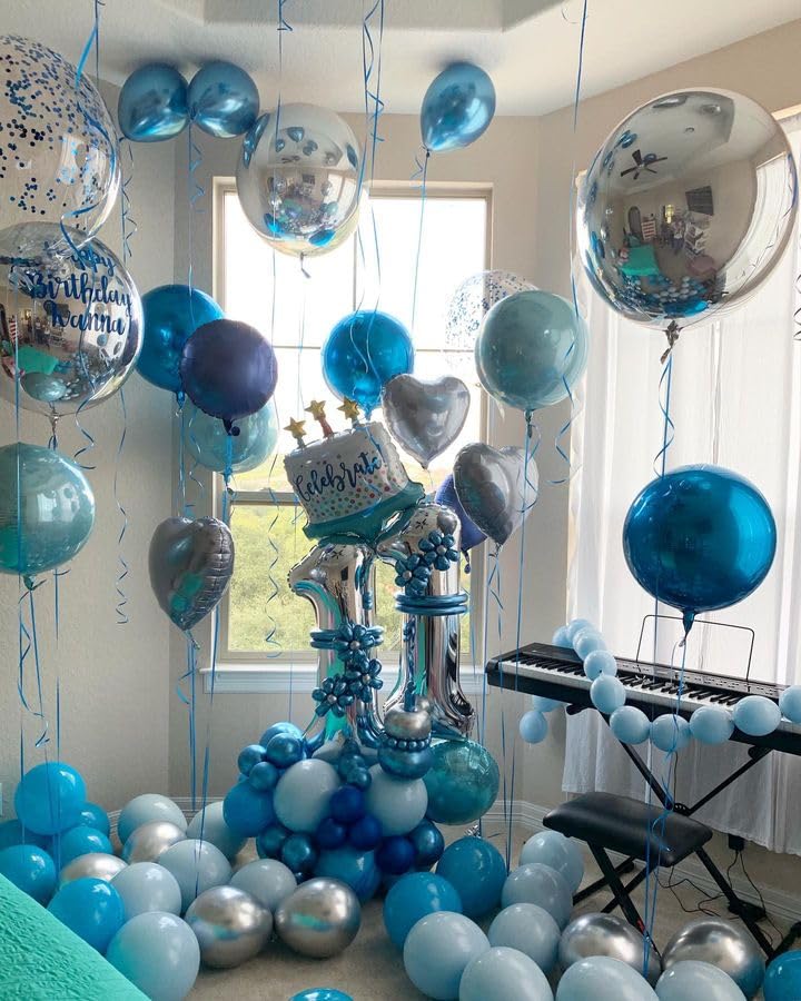 Bezente Blue Balloons Set – 60pc 12in Latex Balloons for Party Decor
