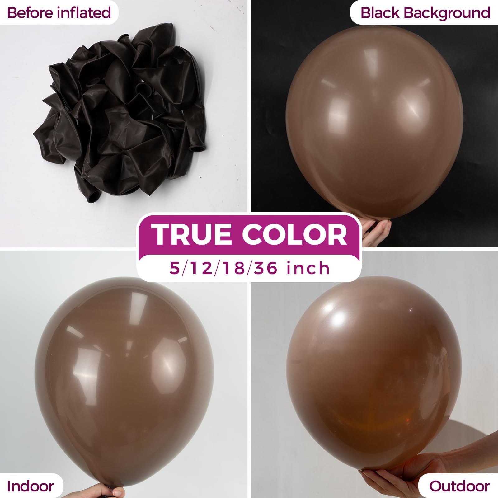 Bezente Brown Balloons – 100 Pack 12-Inch Latex Balloons for Rustic, Woodland, and Boho Party Decor