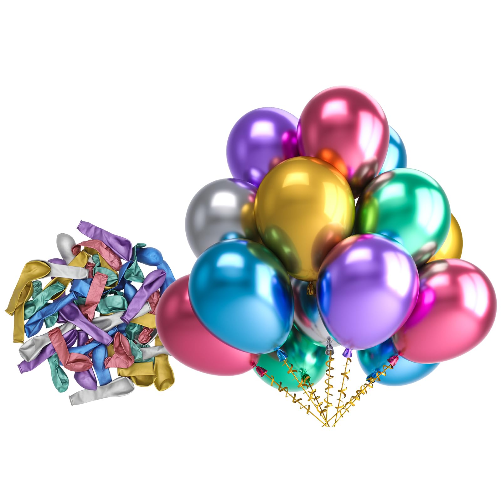 Bezente Chrome Latex Balloons – 150 Pack, 5" Metallic Balloons for Birthday, Wedding & Party Decor