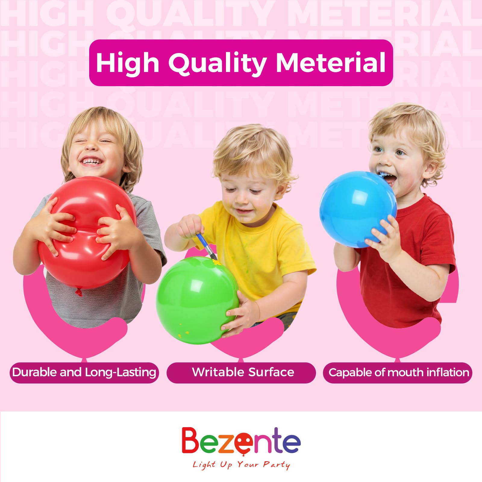 Bezente Chrome Latex Balloons – 150 Pack, 5" Metallic Balloons for Birthday, Wedding & Party Decor
