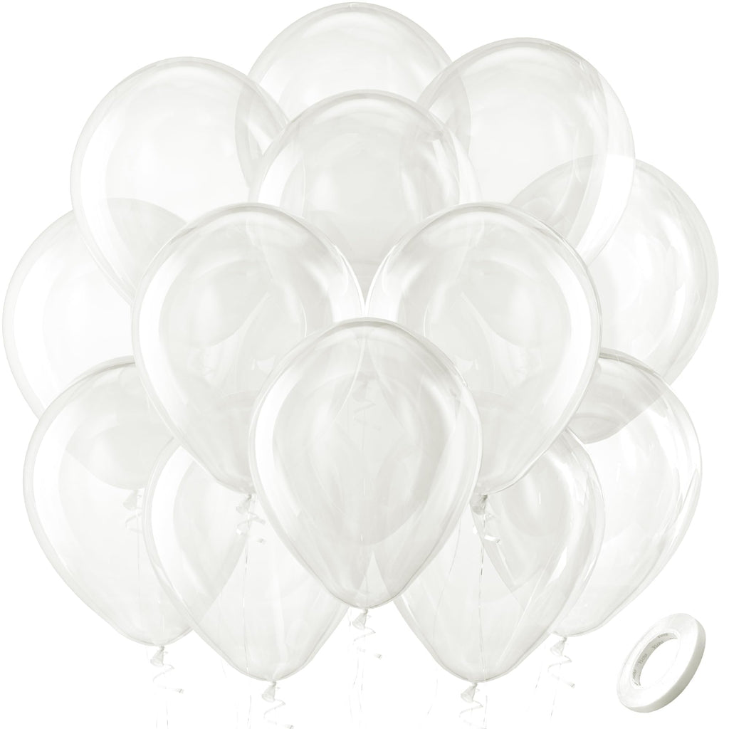 Bezente Clear Balloons 12in - 100 Pack Latex Balloons for Wedding & Party Decor