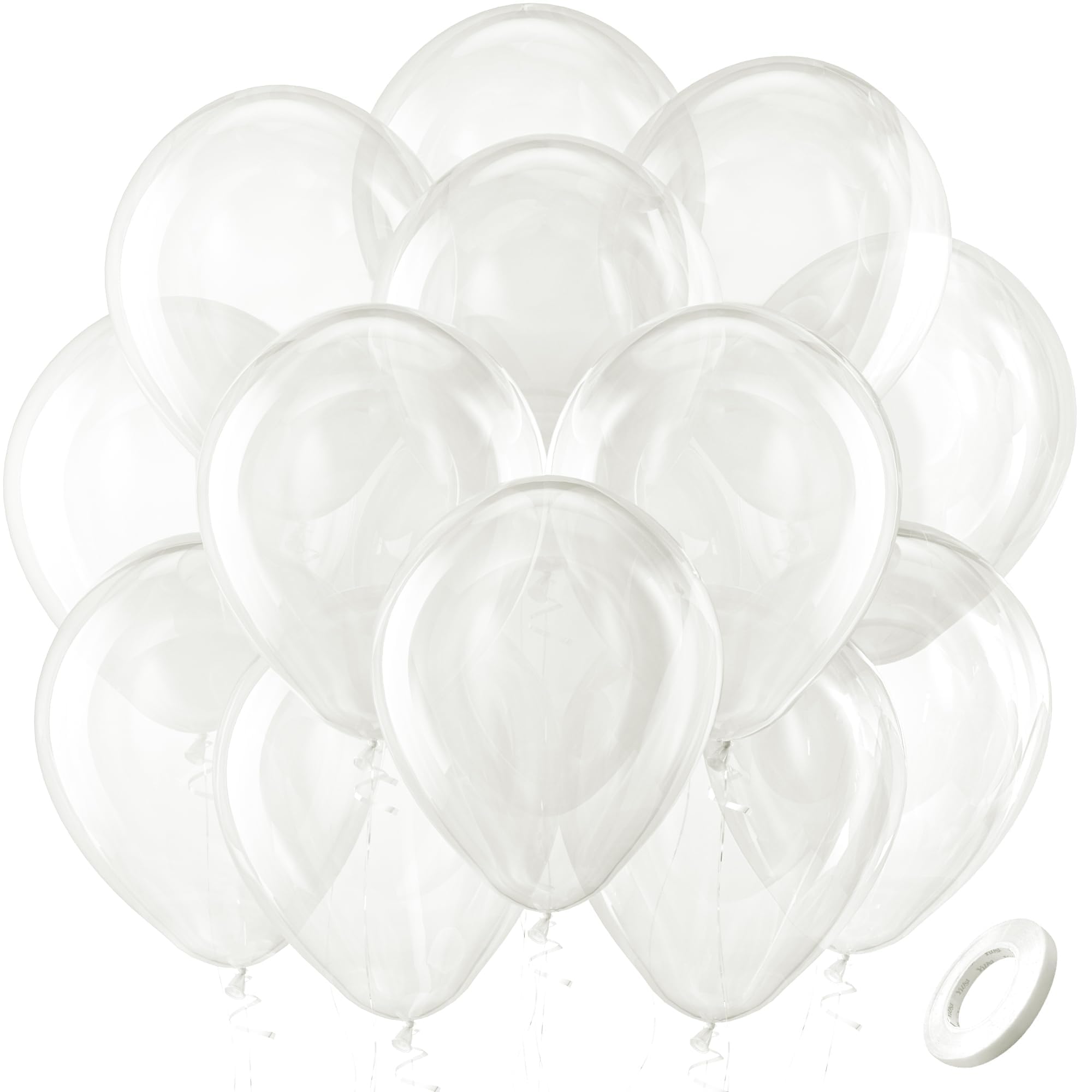Bezente Clear Balloons 12in - 100 Pack Latex Balloons for Wedding & Party Decor