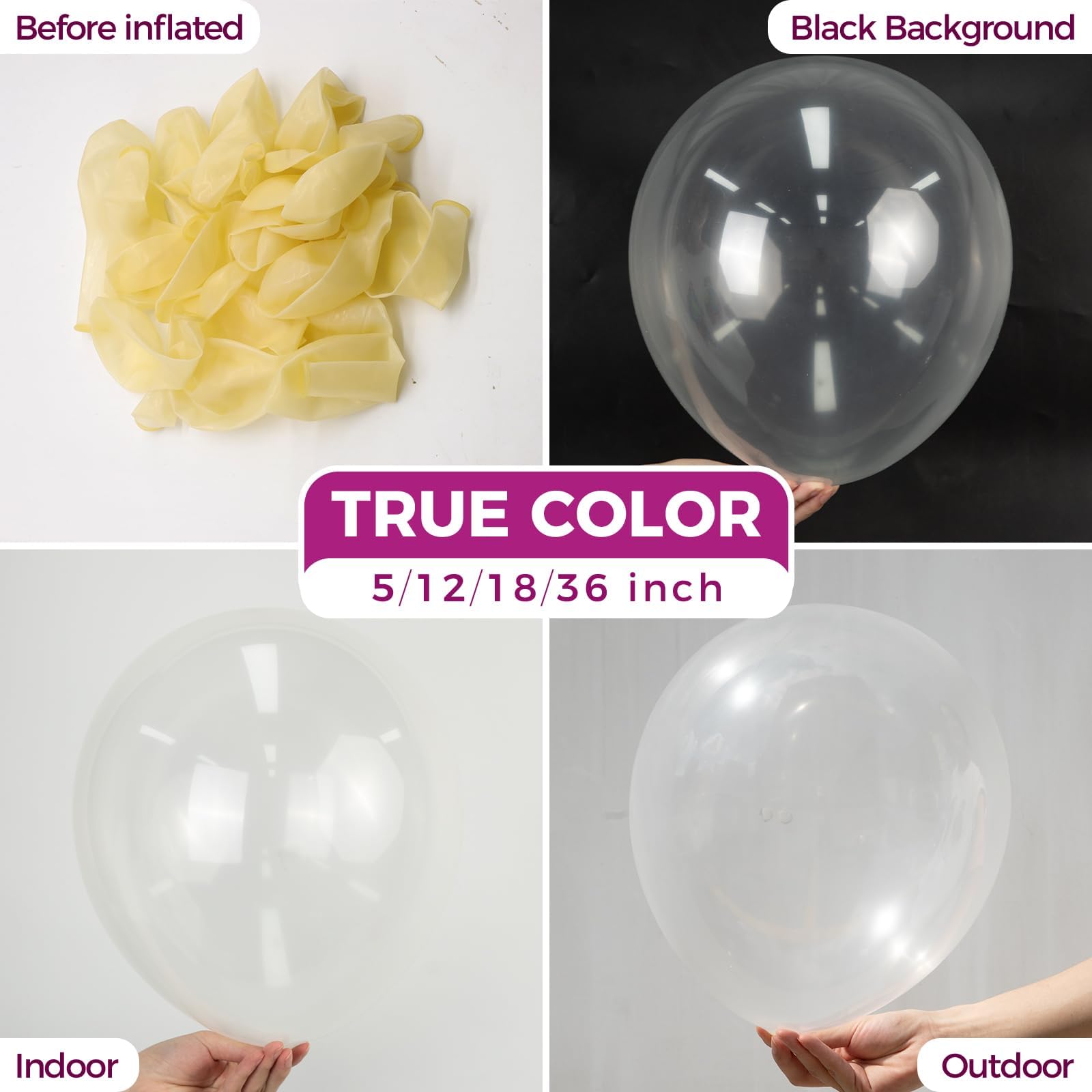 Bezente Clear Balloons 12in - 100 Pack Latex Balloons for Wedding & Party Decor