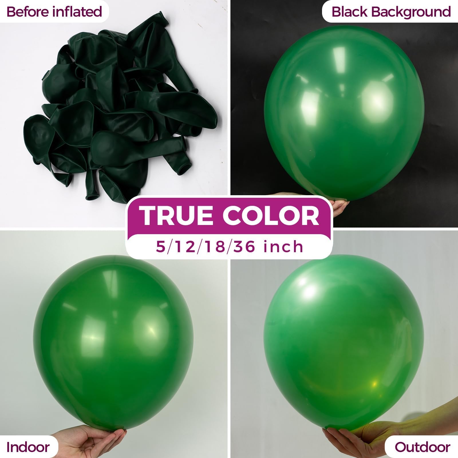 Bezente 36in Emerald Green Giant Balloons – 8 Pack Jumbo Latex Balloons for Bridal Showers, Christmas & Jungle Theme Parties