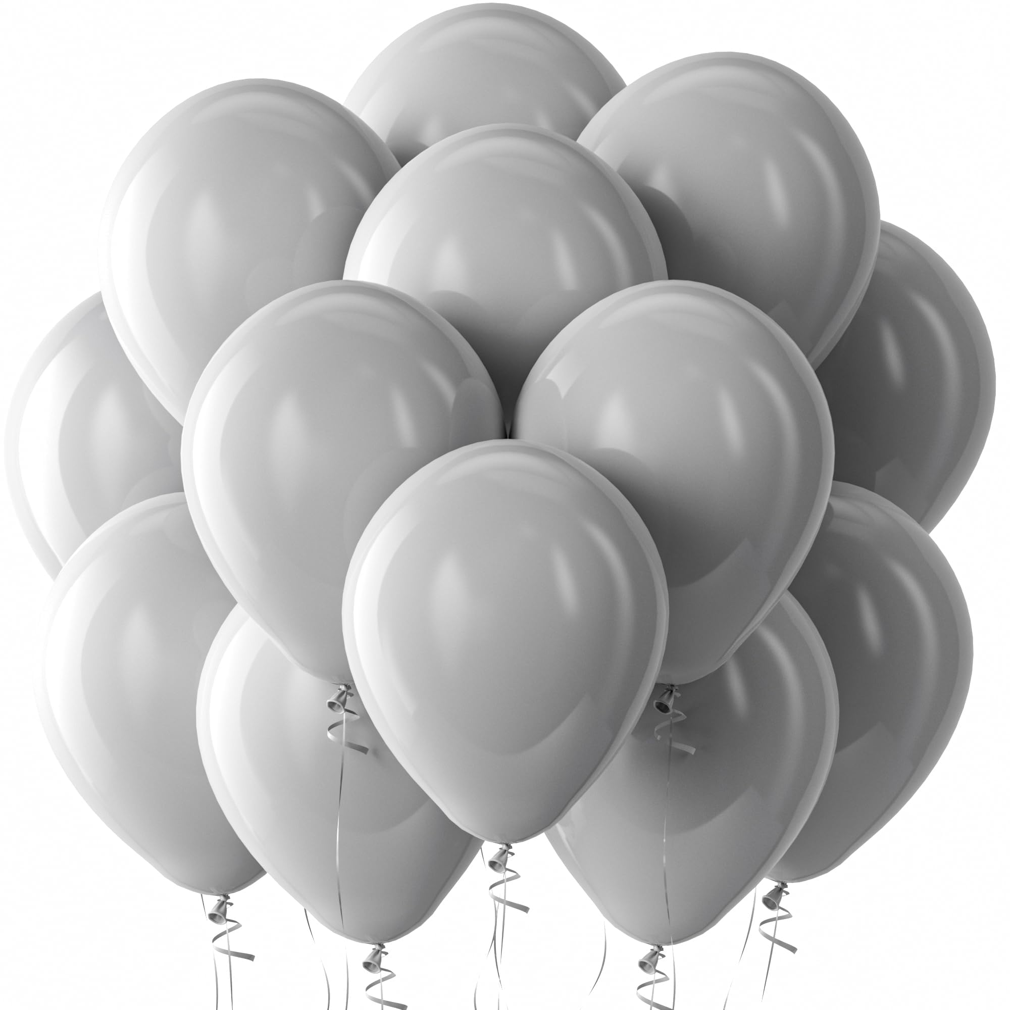 Bezente Gray Latex Balloons – 100 Pack, 12" | Pastel Grey Party Decor for Birthday, Bridal Shower & More