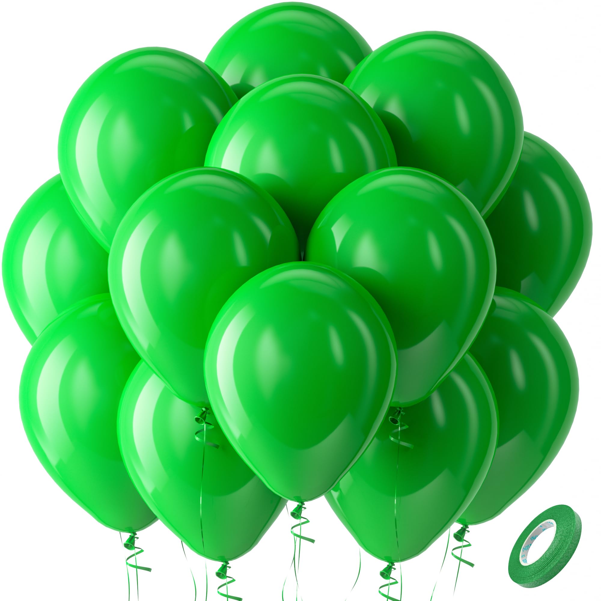 Bezente Green Balloons – 100 Pack 12 Inch Latex Party Balloons for Green Jungle Theme