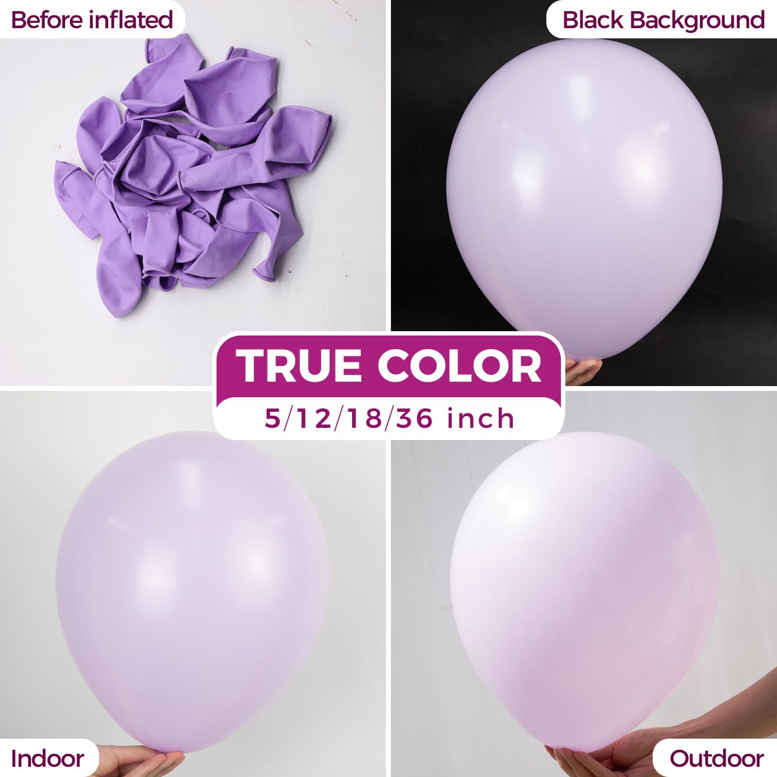 Bezente Pastel Purple Latex Balloons – 100 Pack, 12" Lavender Lilac Party Decor for Weddings & Celebrations