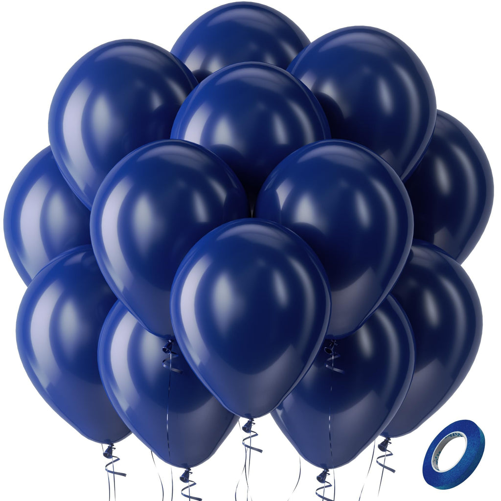 Bezente Navy Blue Latex Balloons – 100 Pack, 12in, Helium Ready for Weddings, Parties & Backdrops