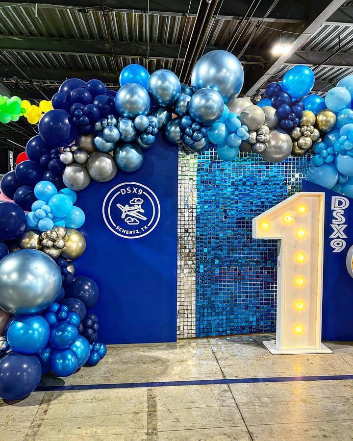 Bezente Blue Balloons Set – 60pc 12in Latex Balloons for Party Decor