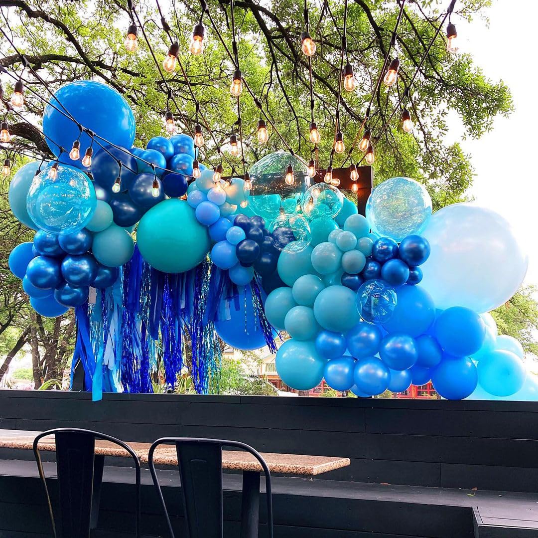 Bezente Blue Balloons Set – 60pc 12in Latex Balloons for Party Decor