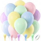 Bezente Pastel Balloons 100 Pack - 12in Macaron Multicolor Latex Party Balloons