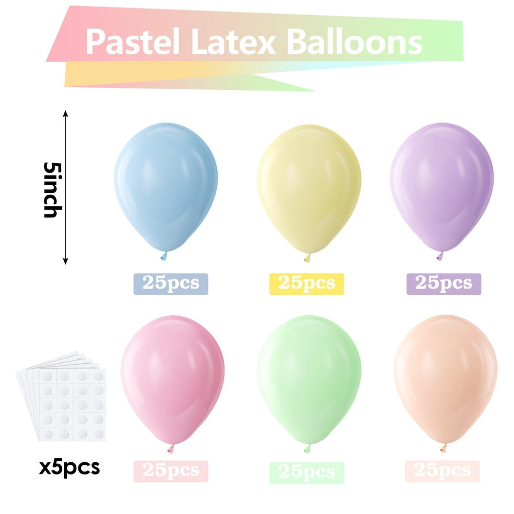Bezente Pastel Balloons – 150 Pack 5-Inch Latex Party Balloons for Birthdays