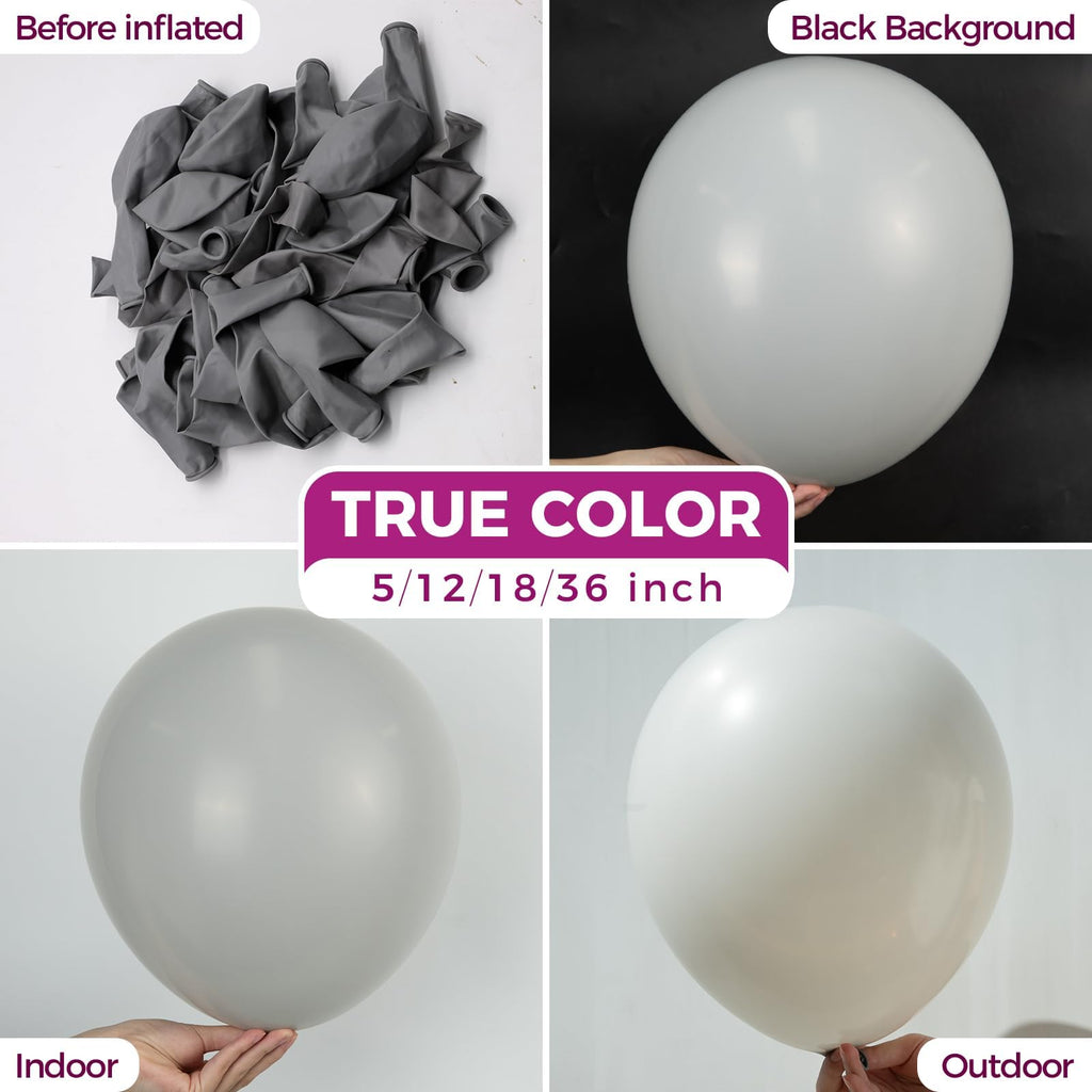 Bezente Gray Latex Balloons – 100 Pack, 12" | Pastel Grey Party Decor for Birthday, Bridal Shower & More