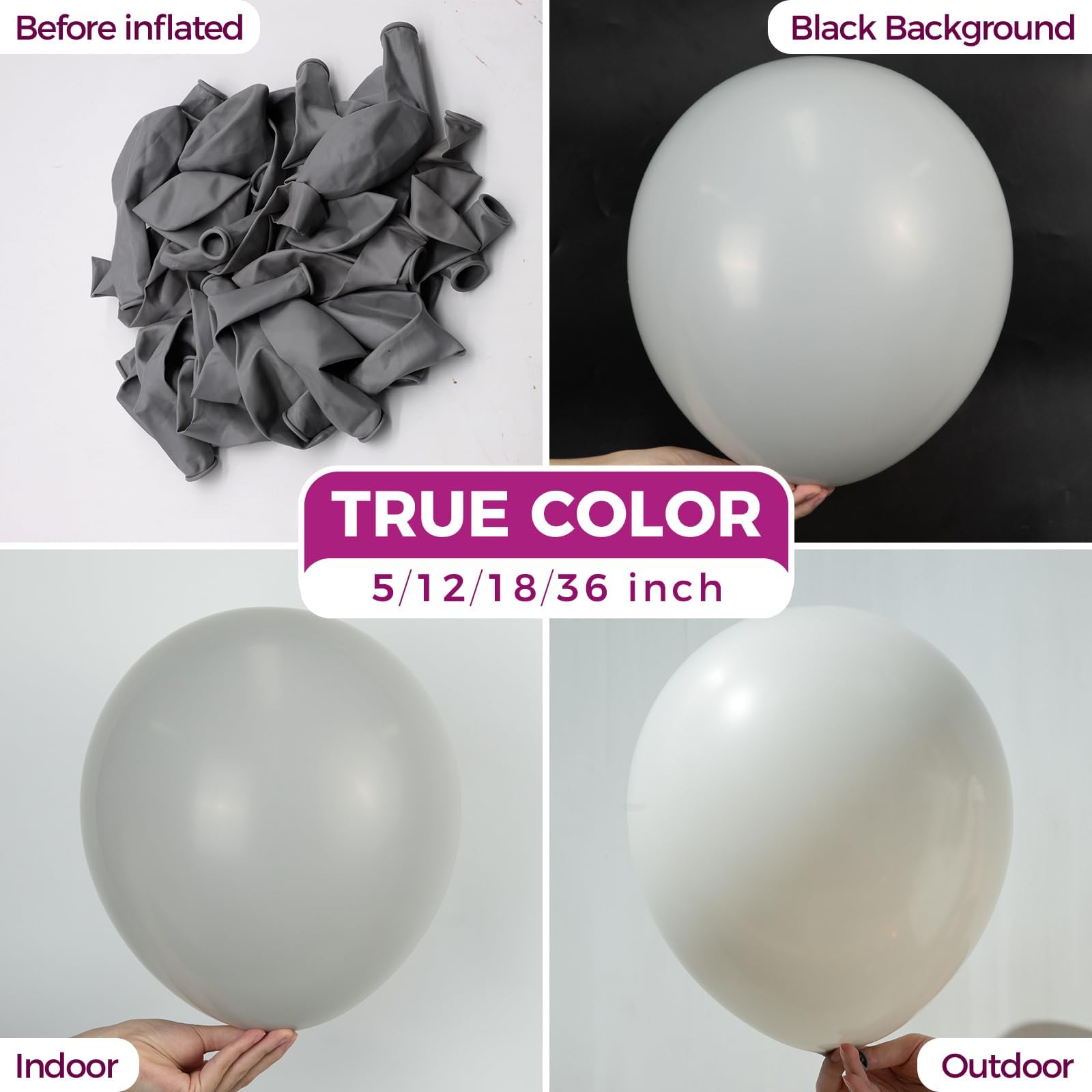 Bezente Gray Latex Balloons – 100 Pack, 12" | Pastel Grey Party Decor for Birthday, Bridal Shower & More