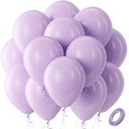 Bezente Pastel Purple Latex Balloons – 100 Pack, 12" Lavender Lilac Party Decor for Weddings & Celebrations